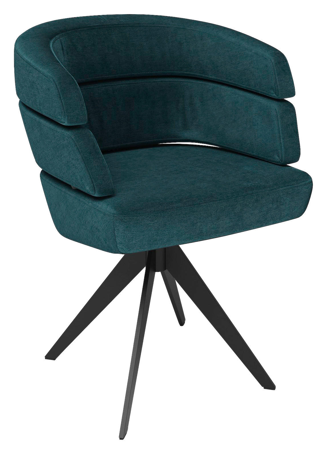 STUHL  in Stahl Chenille Metall, Textil  - Petrol/Schwarz, Design, Textil/Metall (64/81/64cm) - Joop!