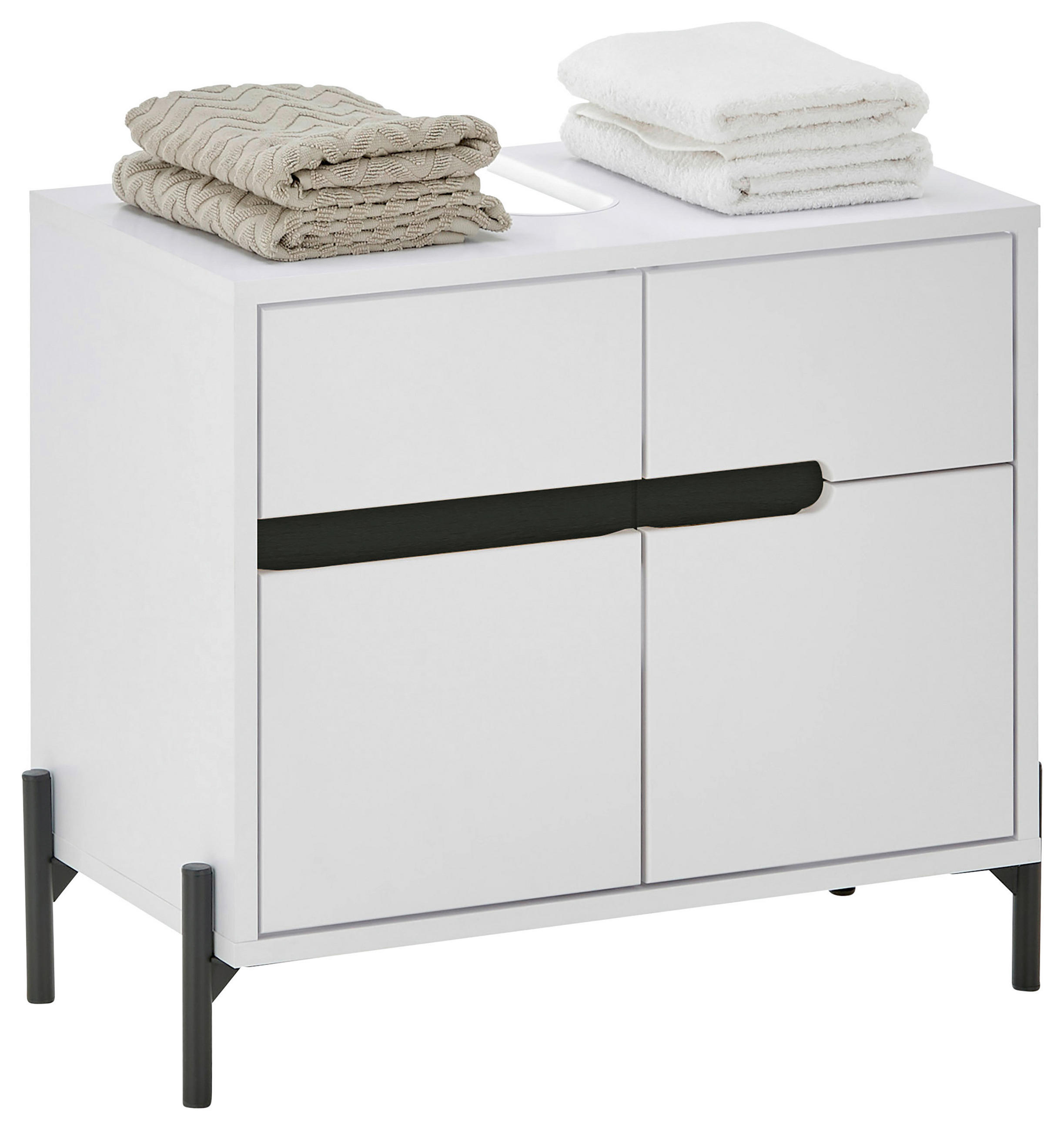 WASCHBECKENUNTERSCHRANK 60/55/35 cm  - Weiss/Schwarz, Basics, Holzwerkstoff/Metall (60/55/35cm) - MID.YOU