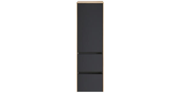 MIDISCHRANK 37/121/33 cm  - Eichefarben/Schwarz, MODERN, Glas/Holzwerkstoff (37/121/33cm) - Dieter Knoll