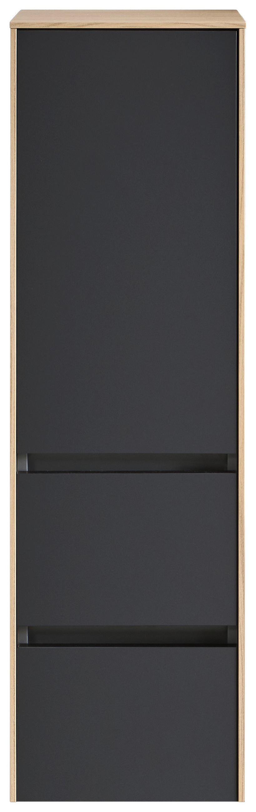 MIDISCHRANK 37/121/33 cm  - Eichefarben/Schwarz, MODERN, Glas/Holzwerkstoff (37/121/33cm) - Dieter Knoll