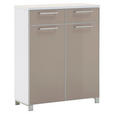 SCHUHSCHRANK Santina  in 84/108/37 cm  - Taupe/Chromfarben, Design, Glas/Holz (84/108/37cm) - Novel
