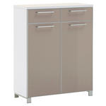 SCHUHSCHRANK Santina  in 84/108/37 cm  - Taupe/Chromfarben, Design, Glas/Holz (84/108/37cm) - Novel