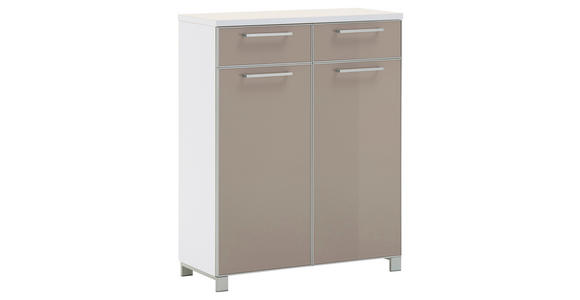 SCHUHSCHRANK Santina  in 84/108/37 cm  - Taupe/Chromfarben, Design, Glas/Holz (84/108/37cm) - Novel
