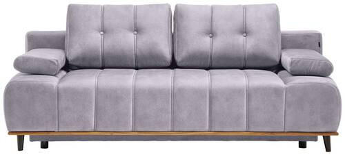 SCHLAFSOFA in Webstoff Silberfarben  - Silberfarben/Schwarz, Design, Holz/Textil (206/77-87/102cm) - Novel