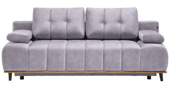 SCHLAFSOFA Webstoff Silberfarben - Silberfarben/Schwarz, Design, Holz/Textil (206/77-87/102cm) - Novel