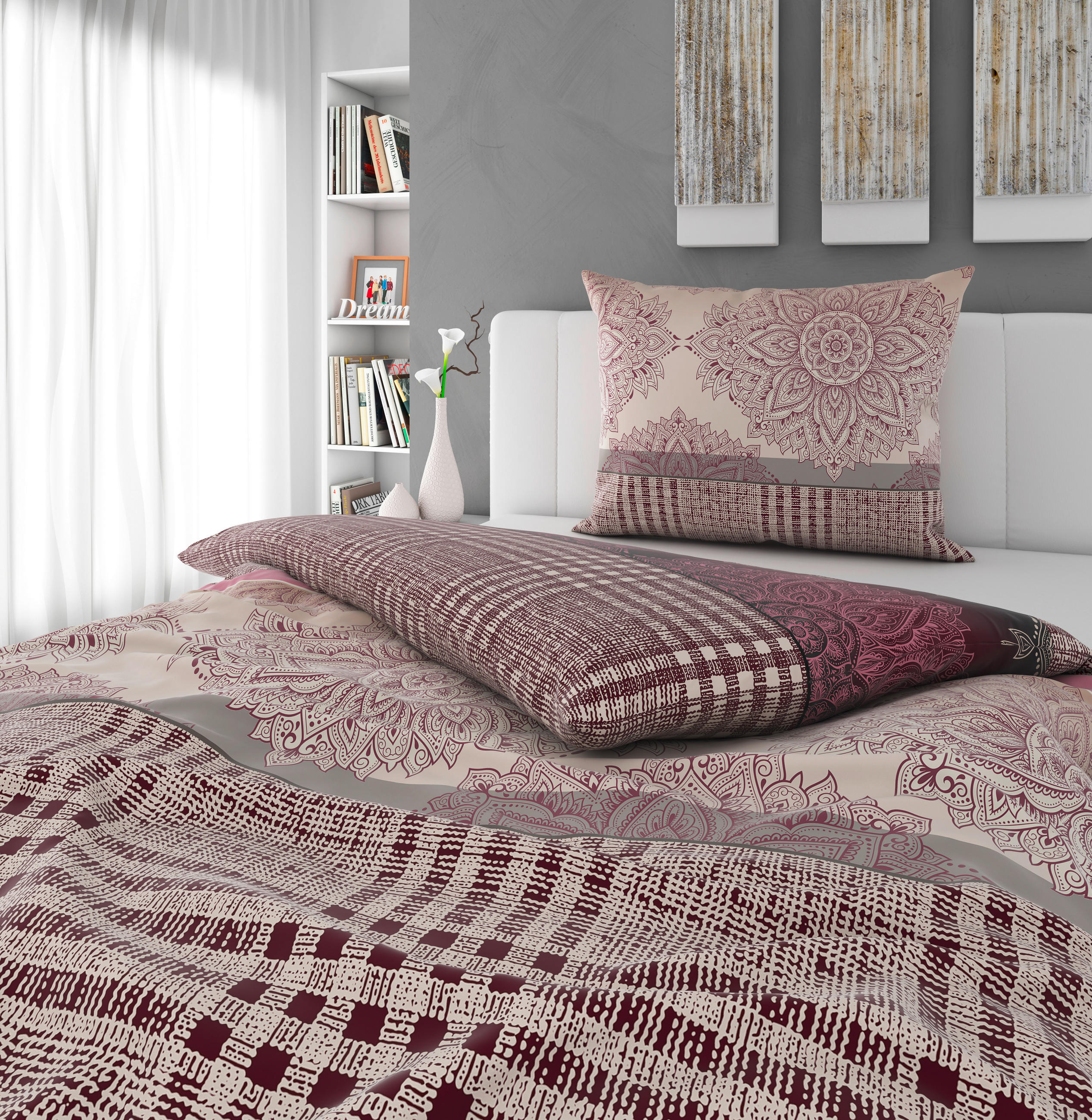 BETTWÄSCHE PAOLA Satin 140/200 cm  - Bordeaux, KONVENTIONELL, Textil (140/200cm) - Esposa