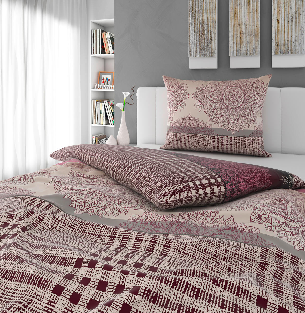 POSTELJINA PAOLA 140/200 cm saten bordo  - bordo, Konvencionalno, tekstil (140/200cm) - Esposa