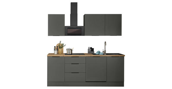 KÜCHENLEERBLOCK in Graphitfarben - Schwarz/Graphitfarben, Basics, Holzwerkstoff/Metall (220/211/60cm) - Xora