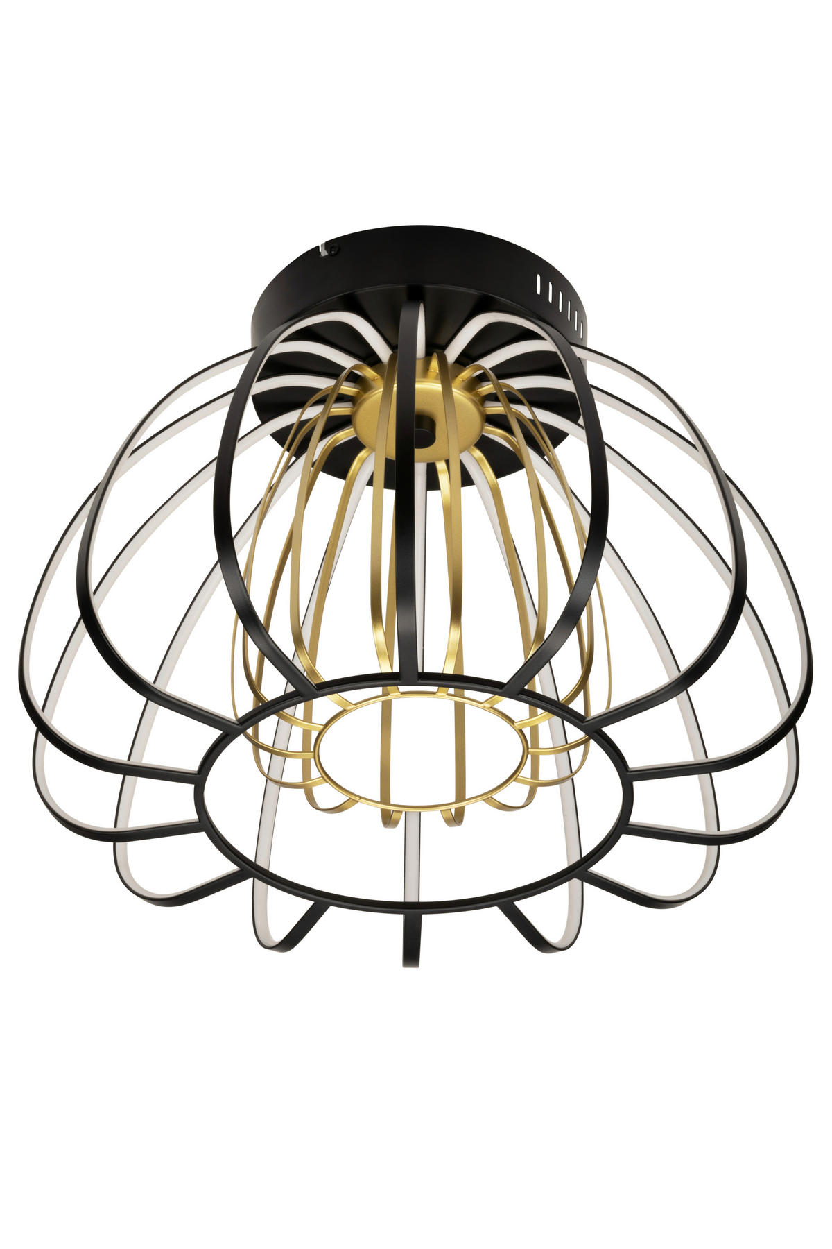 LED MENNYEZETI LÁMPA - fekete/aranyszínű, Design, műanyag/Üveg (44,5/33cm) - Novel