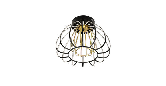 LED-DECKENLEUCHTE Ontario 44,5/33 cm  - Goldfarben/Schwarz, Design, Glas/Kunststoff (44,5/33cm) - Novel