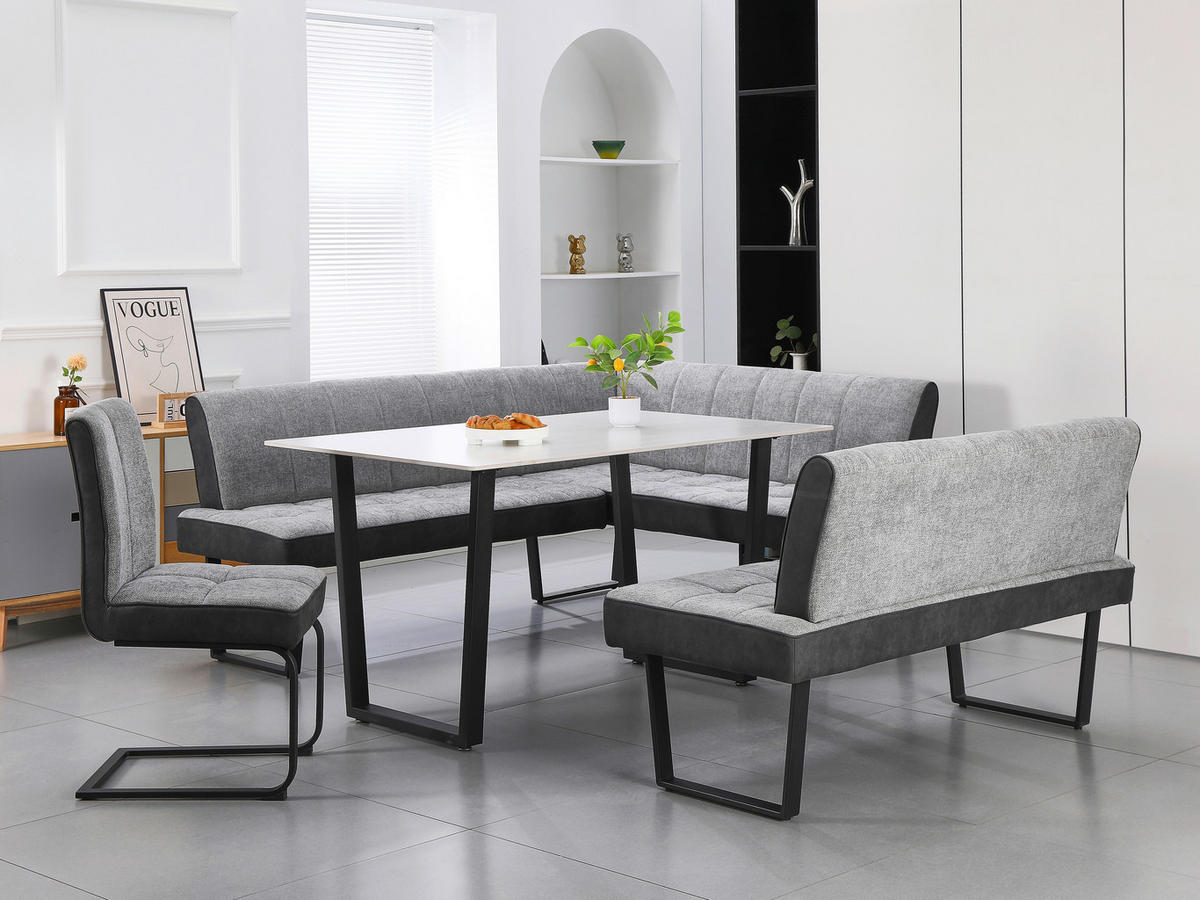 ESSTISCH in Metall, Stein   - Beige/Schwarz, KONVENTIONELL, Stein/Metall (140/76/90cm) - MID.YOU