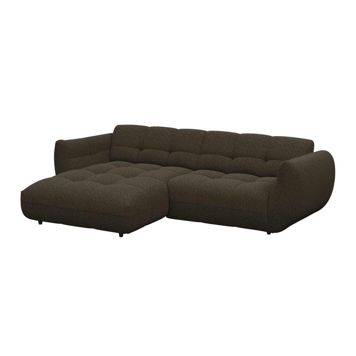 ECKSOFA Dunkelbraun Chenille  - Dunkelgrün/Dunkelbraun, Trend, Kunststoff/Textil (178/280cm) - MID.YOU