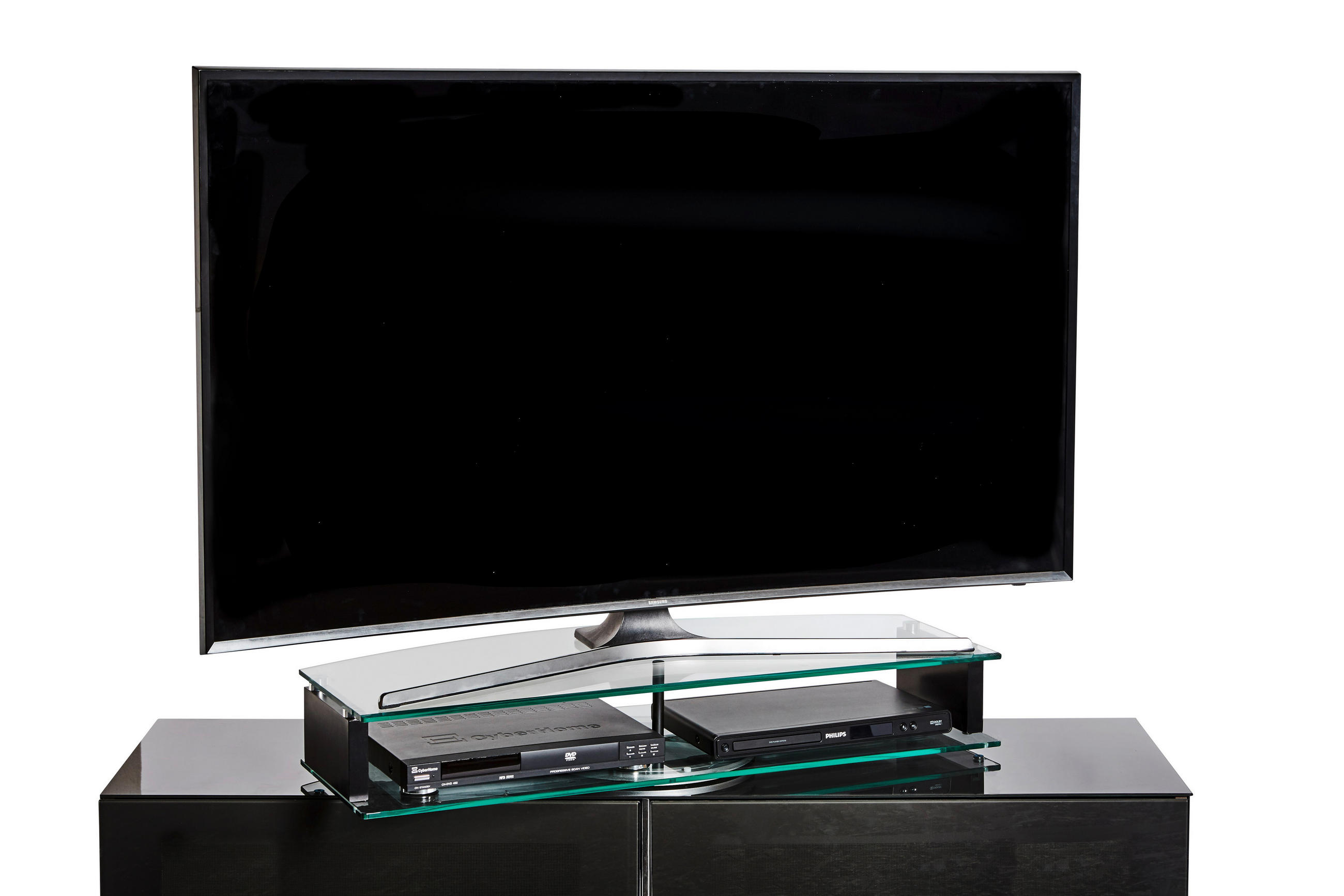 TV-AUFSATZ in Klar, Schwarz  - Klar/Schwarz, Design, Glas/Holzwerkstoff (90/15/38cm)