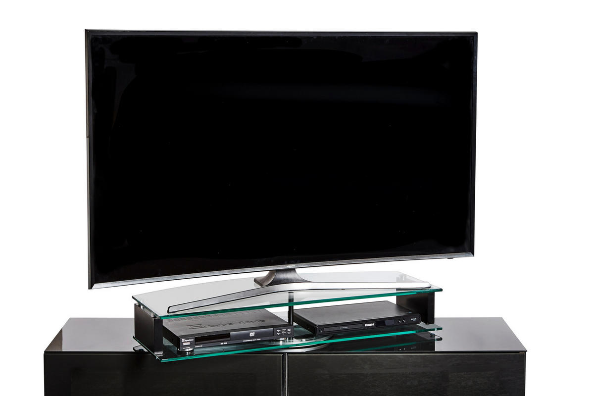 TV-MAGASÍTÓ átlátszó, fekete  - fekete/átlátszó, Design, faalapú anyag/Üveg (90/15/38cm) - Xora