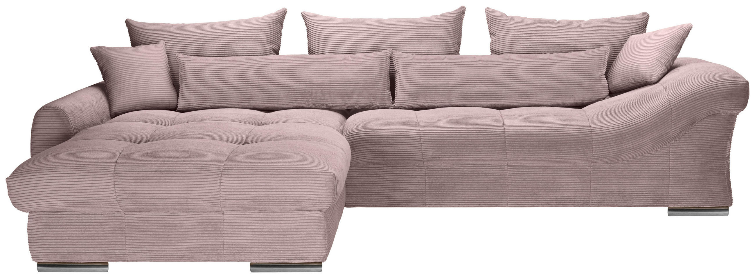 ECKSOFA Altrosa Cord  - Chromfarben/Altrosa, KONVENTIONELL, Textil/Metall (225/335cm) - Carryhome