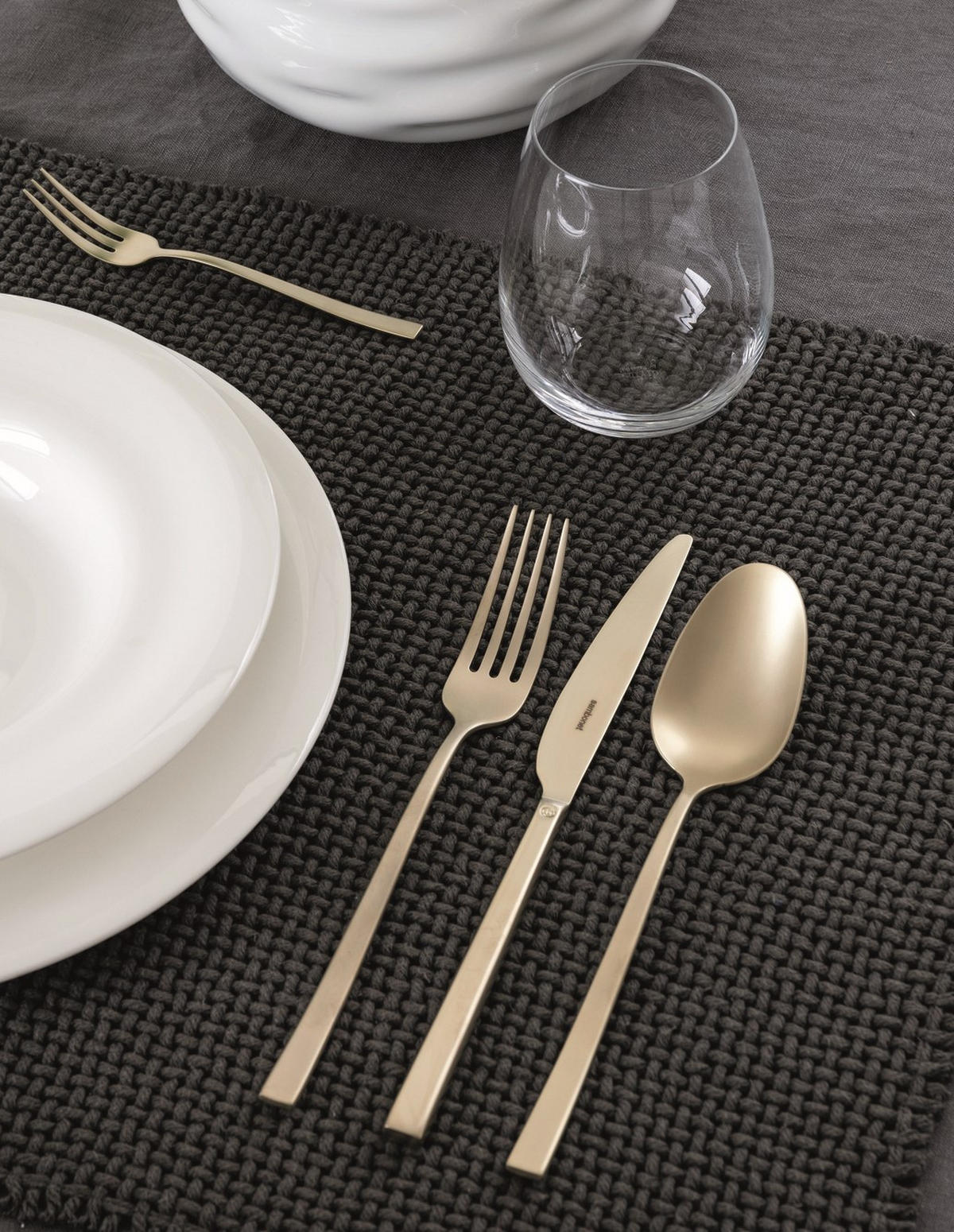 BESTECKSET ROCK ANTIQUE 24-teilig Edelstahl  - Goldfarben, Basics, Metall - Sambonet