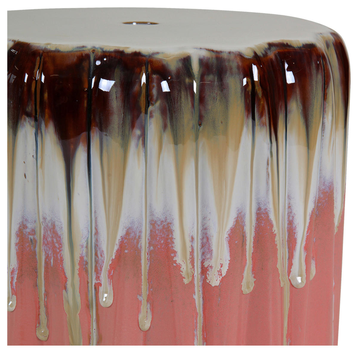 ODKLÁDACÍ STOLEK, hnědá, růžová, bílá - bílá/růžová, Design, keramika (32/32/45cm) - Carryhome