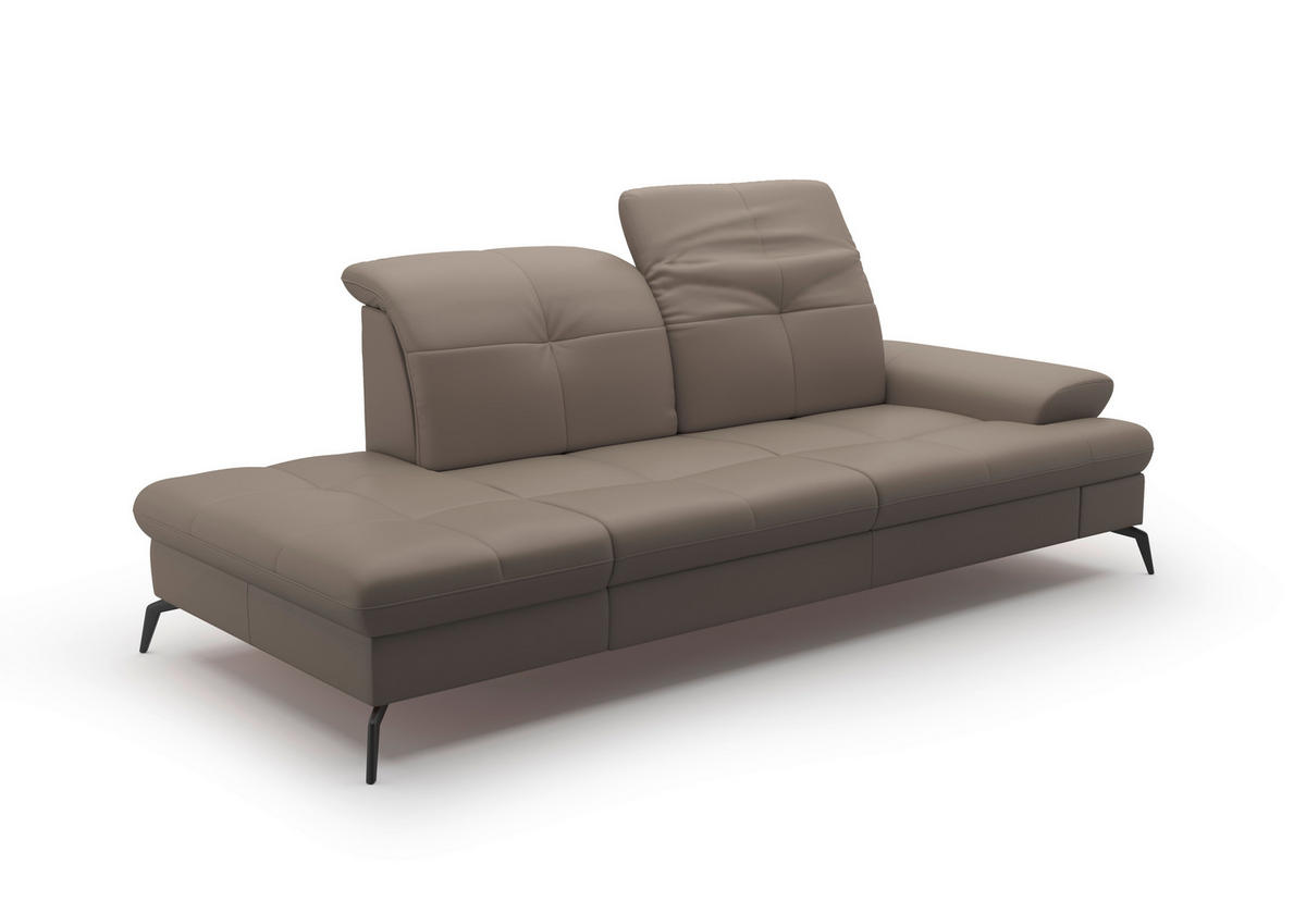 RÉCAMIERE in Echtleder Grau  - Schwarz/Grau, Konventionell, Leder/Metall (231/90/122cm) - Sit & More
