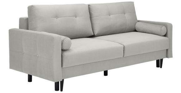 SCHLAFSOFA in Samt Hellgrau - Hellgrau/Schwarz, KONVENTIONELL, Holz/Textil (220/95/98cm) - Carryhome