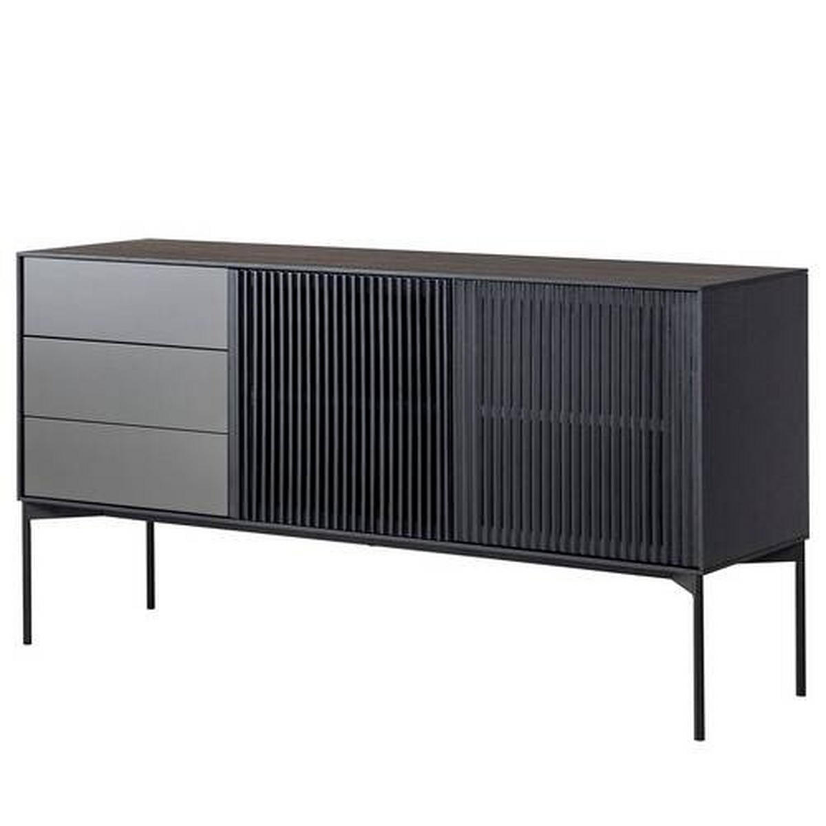 KOMODA, antracit, črna  - črna/antracit, Design, kovina/leseni material (160/82/45cm) - home24