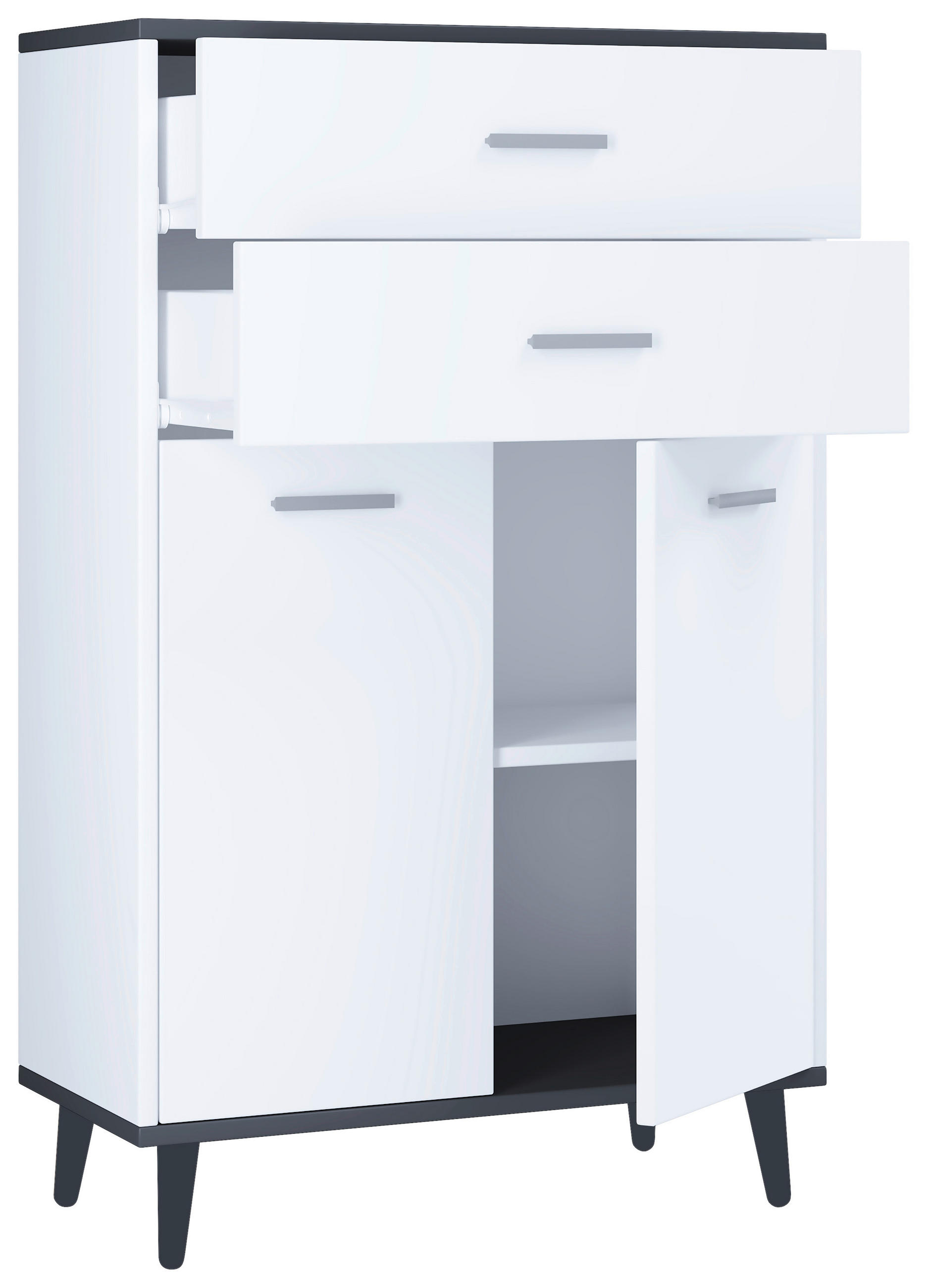 KOMMODE VCM LANDOS, 60/97/28 cm, 2 Schublade(n)  - Anthrazit/Weiß, MODERN, Holzwerkstoff/Kunststoff (60/97/28cm) - MID.YOU