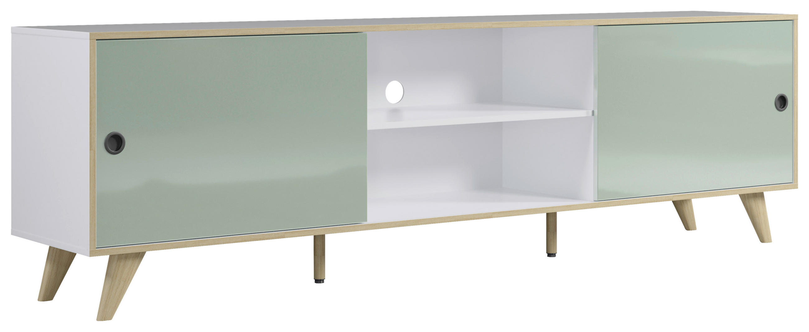 TV-ELEMENT  in 217/63/40 cm  - Eichefarben/Weiß Hochglanz, MODERN, Holzwerkstoff/Kunststoff (217/63/40cm) - Boxxx