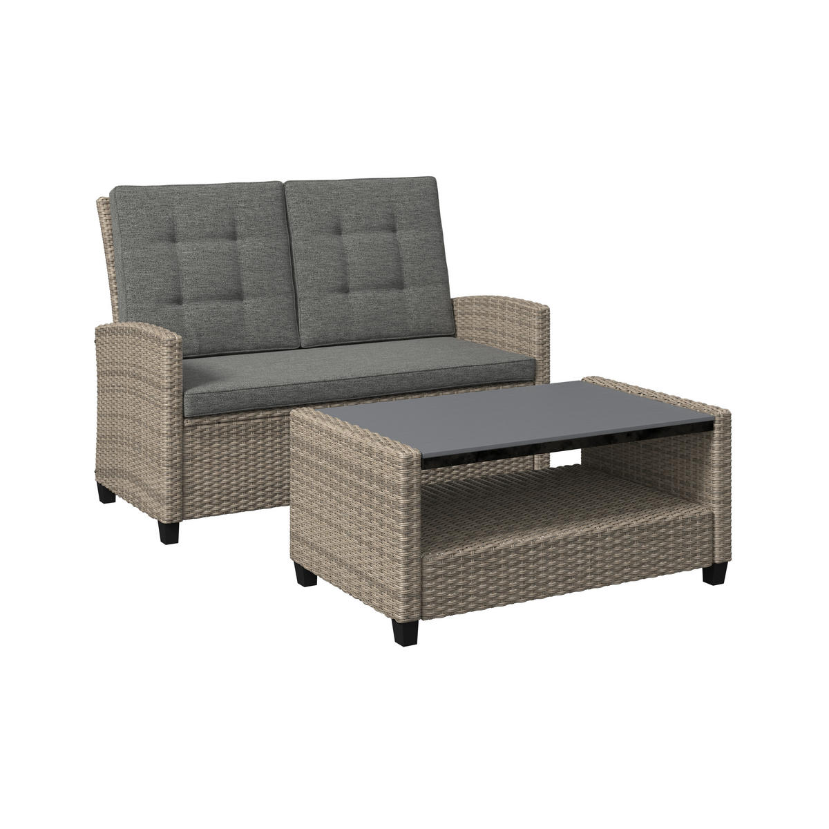 GARTENSET  - Grau, MODERN, Kunststoff/Textil (124/93/67cm) - Ambia Garden