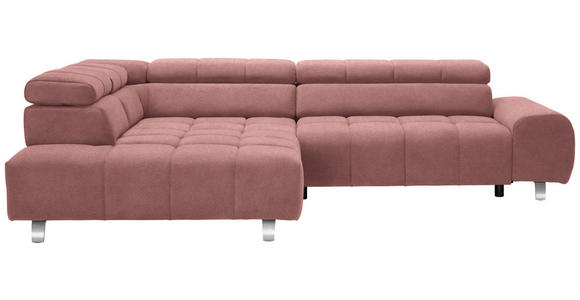 ECKSOFA in Webstoff Rosa  - Dunkelgrau/Silberfarben, Design, Textil/Metall (201/295cm) - Hom`in