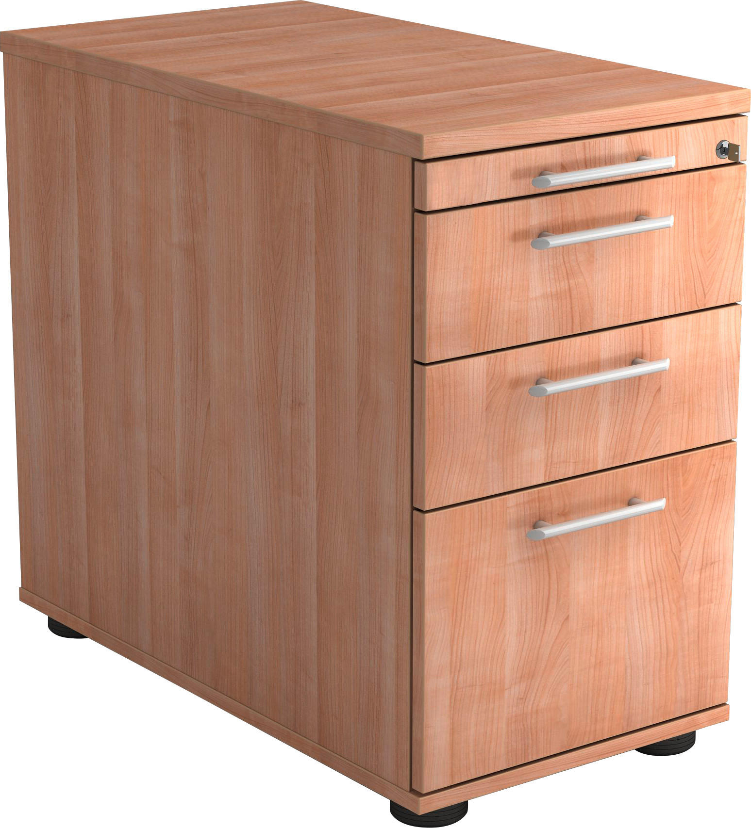 ANSTELLCONTAINER Nussbaumfarben  - Nussbaumfarben/Alufarben, KONVENTIONELL, Holzwerkstoff/Kunststoff (42,8/72-76/80cm) - Venda