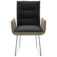 ARMLEHNSTUHL  in Stahl Flachgewebe  - Edelstahlfarben/Greige, Design, Textil/Metall (59/93/59cm) - Dieter Knoll
