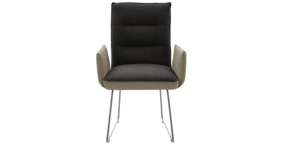 ARMLEHNSTUHL in Stahl Flachgewebe - Edelstahlfarben/Greige, Design, Textil/Metall (59/93/59cm) - Dieter Knoll