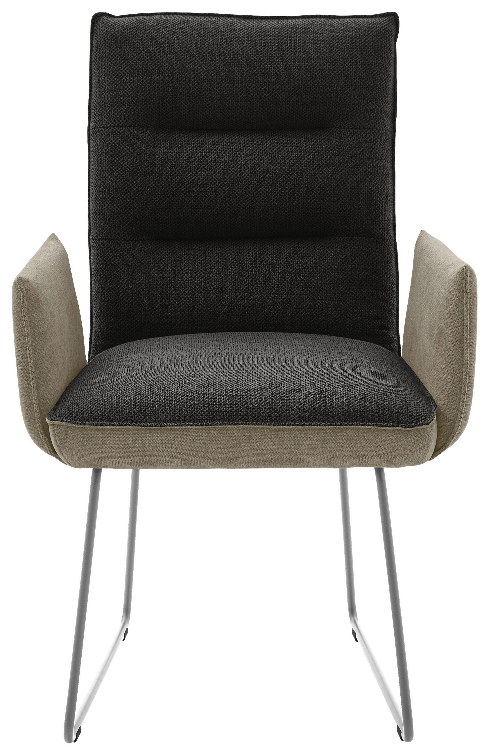 ARMLEHNSTUHL  in Stahl Flachgewebe  - Edelstahlfarben/Greige, Design, Textil/Metall (59/93/59cm) - Dieter Knoll