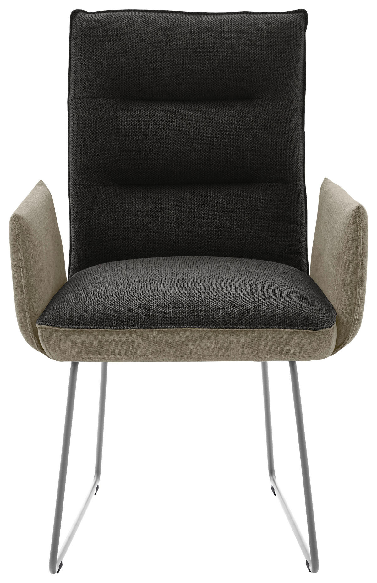 ARMLEHNSTUHL  in Stahl Flachgewebe  - Edelstahlfarben/Greige, Design, Textil/Metall (59/93/59cm) - Dieter Knoll