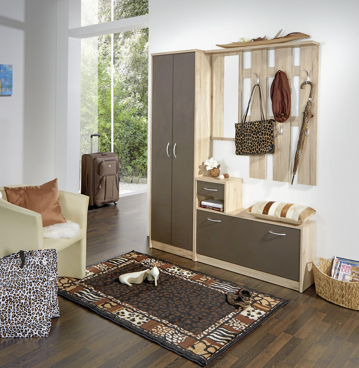GARDEROBE  in 100/190/26 cm  - Eichefarben/Braun, KONVENTIONELL, Glas/Holzwerkstoff (100/190/26cm) - MID.YOU