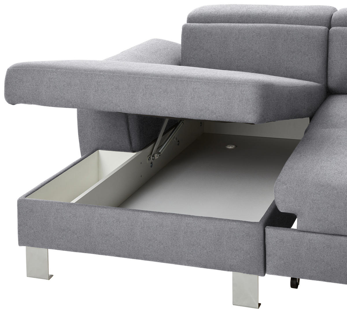 WOHNLANDSCHAFT in Webstoff Hellgrau  - Silberfarben/Hellgrau, Design, Textil/Metall (168/320/226cm) - Xora