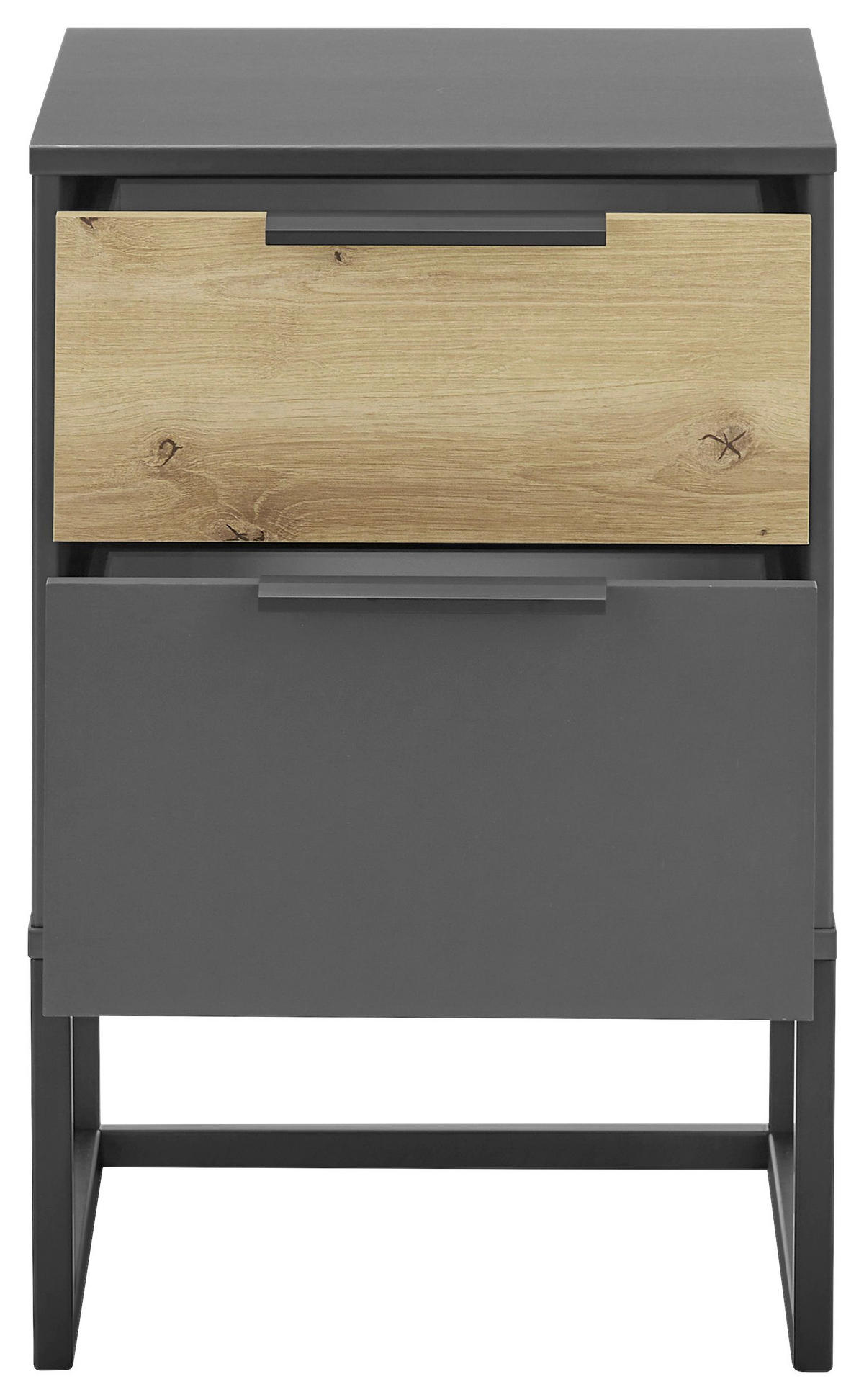 NACHTSCHRANK 40/61/43 cm  - Eiche Bianco/Schwarz, Design, Holzwerkstoff/Metall (40/61/43cm) - Musterring