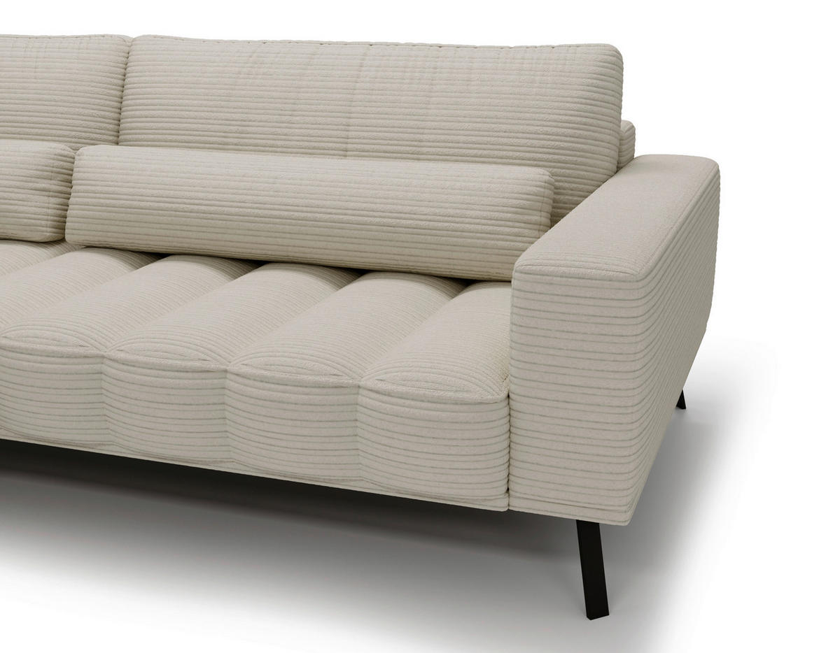 ECKSOFA in Cord Naturfarben  - Schwarz/Naturfarben, Design, Textil/Metall (204/291cm) - Lomoco