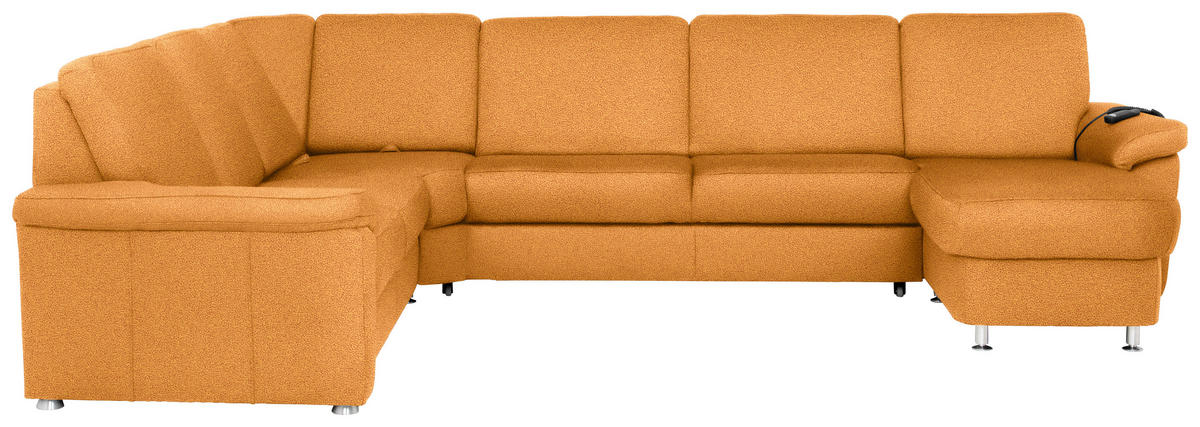 WOHNLANDSCHAFT in Flachgewebe Currygelb  - Chromfarben/Currygelb, Konventionell, Textil/Metall (240/330/163cm) - Beldomo System