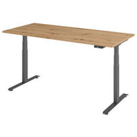 SCHREIBTISCH 180/80/64,5-129,5 cm  in Graphitfarben, Eichefarben  - Eichefarben/Graphitfarben, KONVENTIONELL, Holzwerkstoff/Metall (180/80/64,5-129,5cm) - Venda