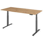 SCHREIBTISCH 180/80/64,5-129,5 cm  in Graphitfarben, Eichefarben  - Eichefarben/Graphitfarben, KONVENTIONELL, Holzwerkstoff/Metall (180/80/64,5-129,5cm) - Venda