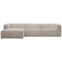 ECKSOFA Cord Creme  - Creme/Schwarz, Design, Kunststoff/Textil (163/332cm) - Livetastic