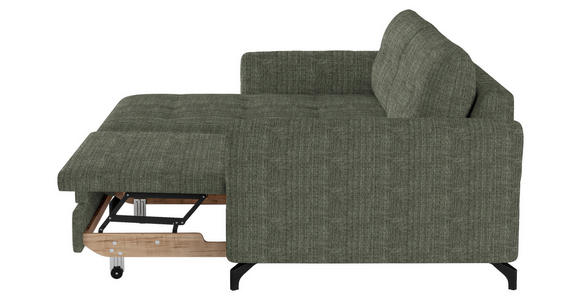 ECKSOFA in Flachgewebe, Leinenoptik Grün  - Schwarz/Grün, Design, Textil/Metall (170/242cm) - Xora