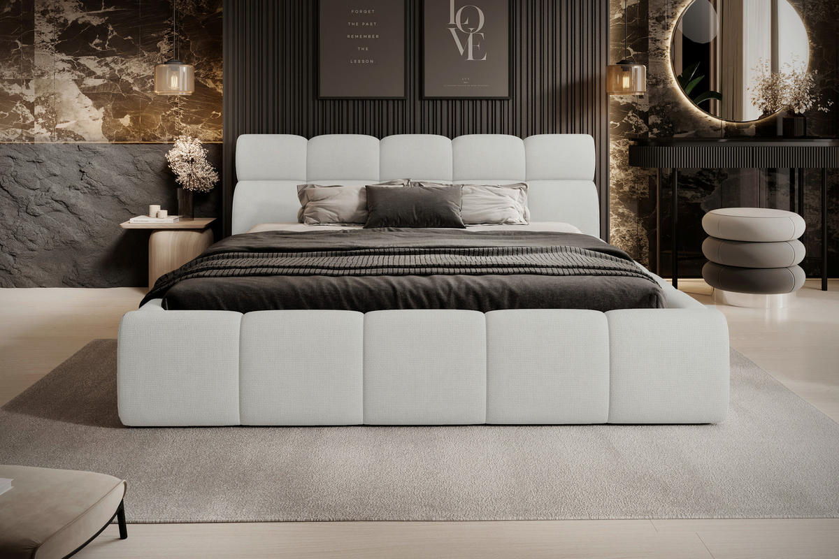 POLSTERBETT Lattenrost, Bettkasten 140/200 cm  in Creme  - Creme/Schwarz, Design, Holz/Kunststoff (140/200cm) - Esposa