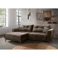 ECKSOFA Velours Braun  - Schwarz/Braun, Modern, Textil/Metall (177/246cm) - MID.YOU