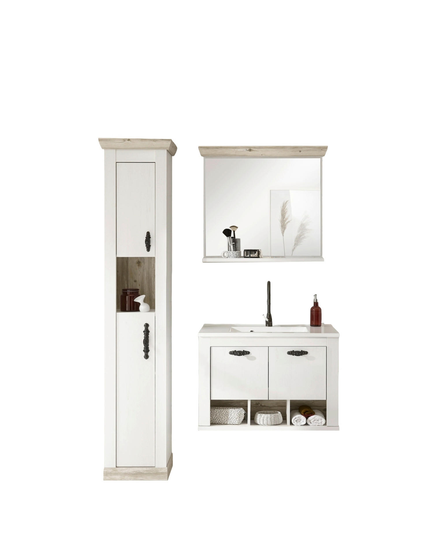 BADEZIMMER 3-teilig  in  - Schwarz/Weiß, Design, Naturmaterialien/Holzwerkstoff (143/200/46cm) - MID.YOU