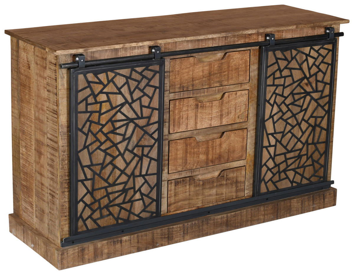 KOMMODE  in 140/85/45 cm  - Schwarz/Naturfarben, Natur, Holz/Metall (140/85/45cm) - MID.YOU
