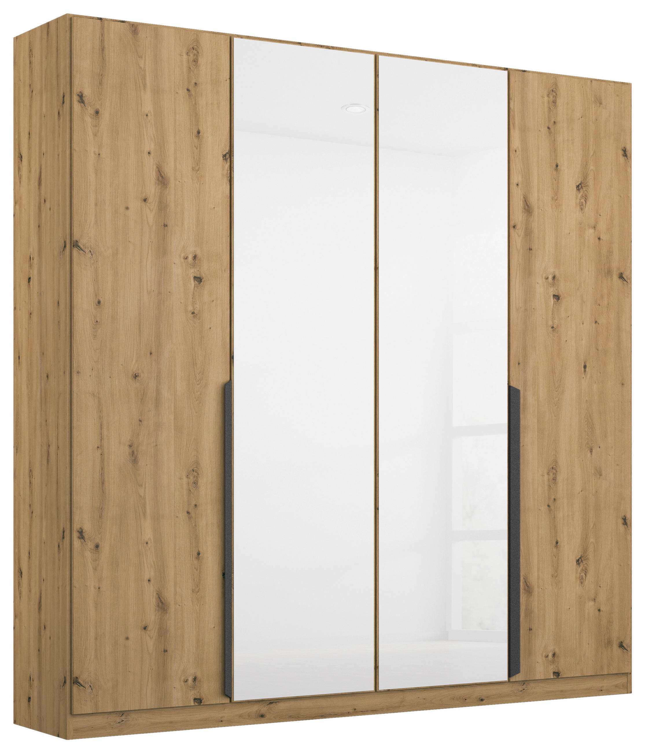 DREHTÜRENSCHRANK 181/210/54 cm,  in Eiche Artisan, Weiß, 4 Tür(en)  - Weiß/Eiche Artisan, MODERN, Glas/Holzwerkstoff (181/210/54cm) - Rauch Möbel