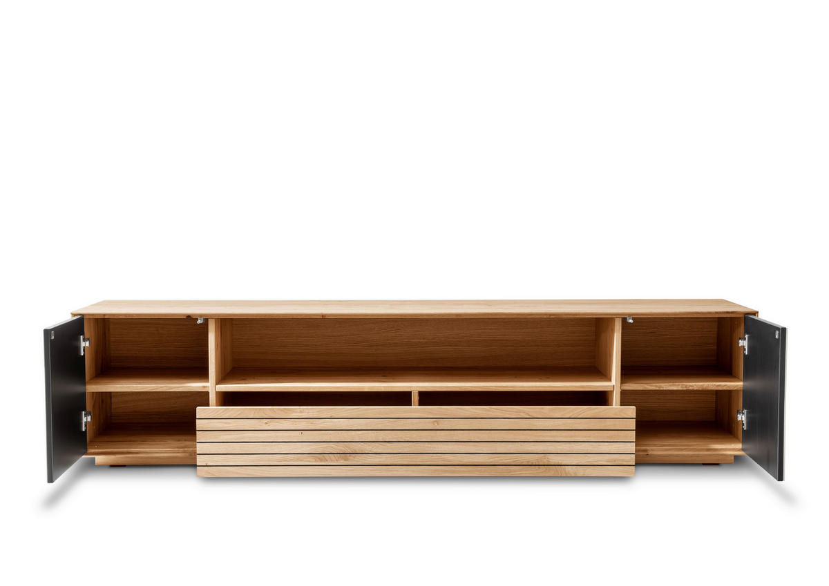 LOWBOARD  198/45/45 cm 1 Schublade(n) Beimöbel erhältlich, stehend  - Kaschmir/Eichefarben, KONVENTIONELL, Glas/Holz (198/45/45cm) - Linea Natura