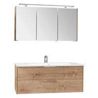 BADEZIMMER  in 123,2 cm  - Eichefarben/Weiß, KONVENTIONELL, Holzwerkstoff/Stein (123,2cm) - Novel