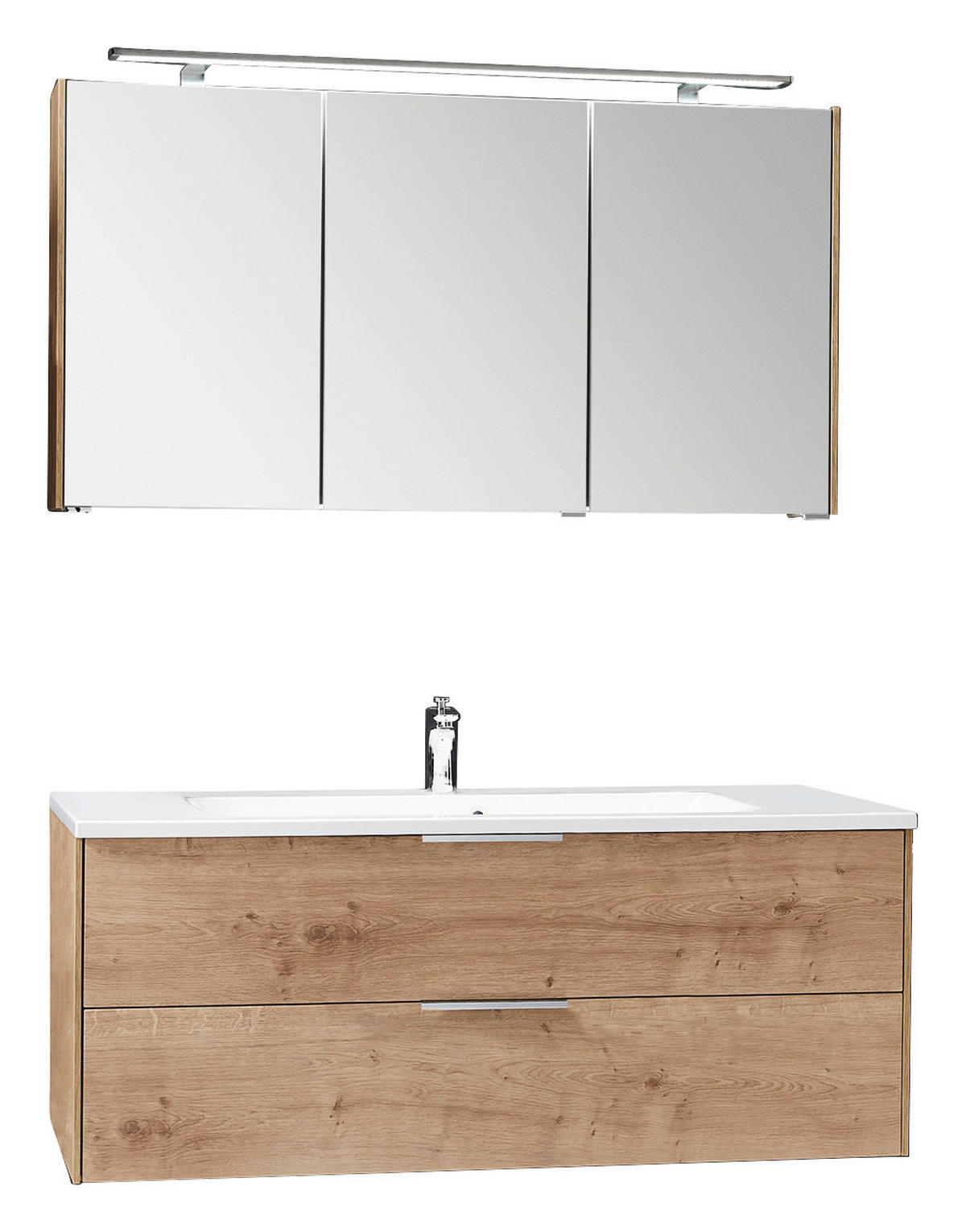 BADEZIMMER  in 123,2 cm  - Eichefarben/Weiß, KONVENTIONELL, Holzwerkstoff/Stein (123,2cm) - Novel